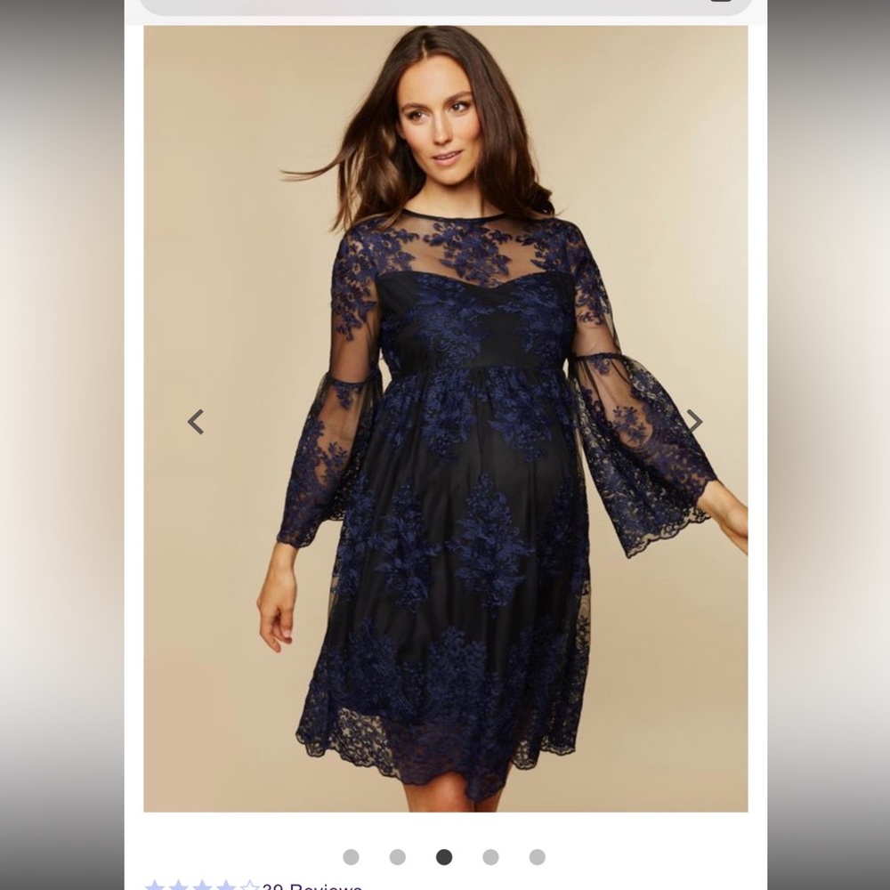 Navy & Black Lace Maternity Dress